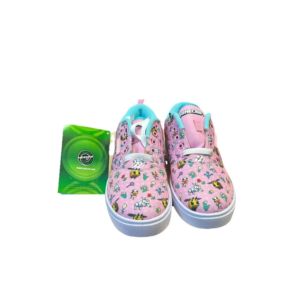 Heelys x Minecraft Pro 20 Prints Pink Aqua Youth 5 Womens 6 Roller Shoes